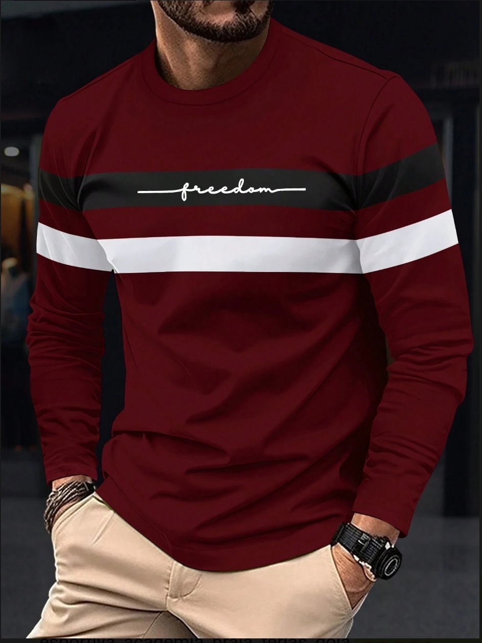 Camiseta casual masculina primavera outono